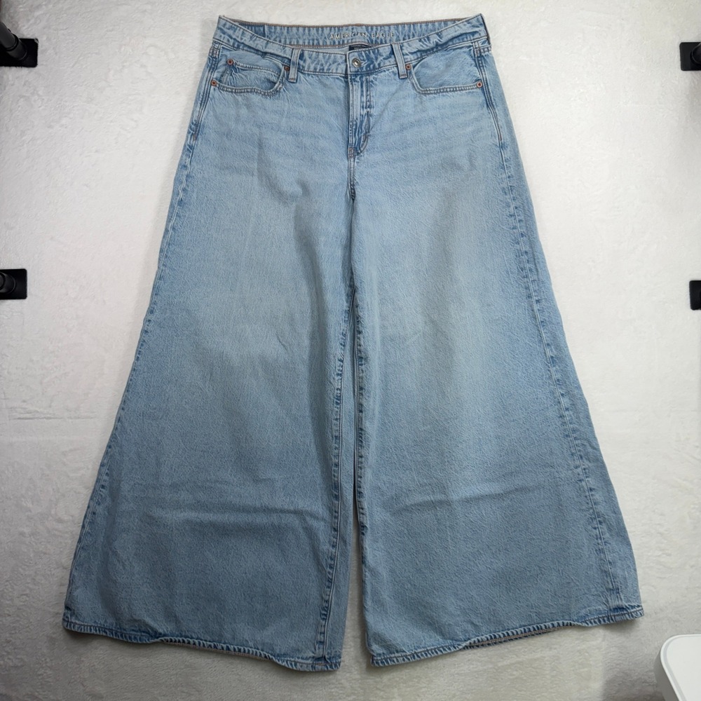 American Eagle 14 AE Dreamy Drape Strigid A-Line Fit Jeans Grunge Punk Festival - Picture 2 of 16